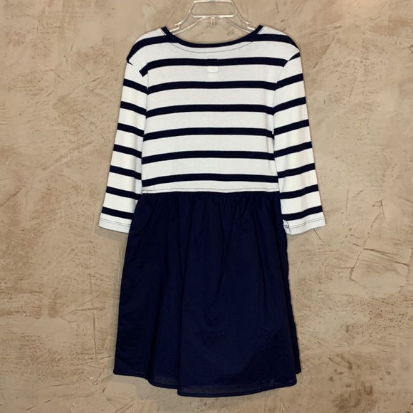 🍁 3/$15 NEW NWT Gap Kids Navy Blue Half Stripped Knit Dress Size Small (6/7) - Picture 4 of 17